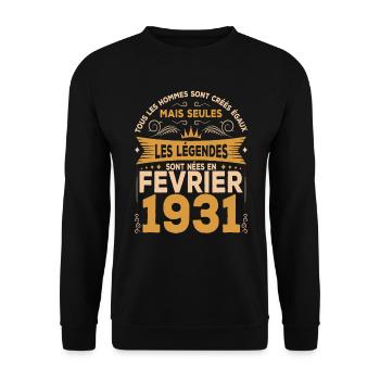 Les Légendes Sont Nées En Février 1931 - Sweat-shirt Unisexe - noir - Devant - Alina (178cm) & Michal (187cm)