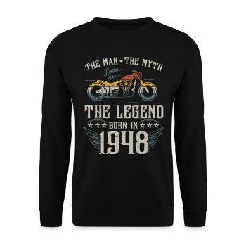 L'homme Le Mythe La Légende Né En 1948 Cadeau - Sweat-shirt Unisexe - noir - Devant - Alina (178cm) & Michal (187cm)