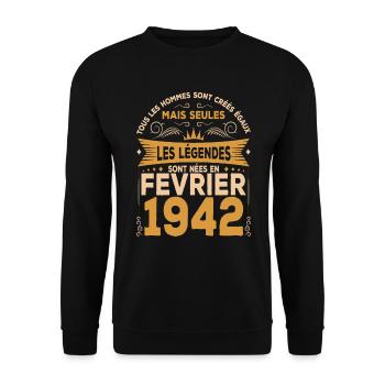 Les Légendes Sont Nées En Février 1942 - Sweat-shirt Unisexe - noir - Devant - Alina (178cm) & Michal (187cm)