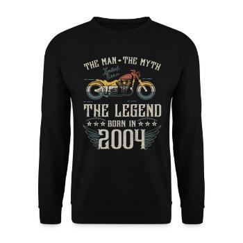 Der Mann der Mythos die Legende geboren im Jahr 2004 Geschenk - Unisex Pullover - Schwarz - Vorne - Alina (178cm) & Michal (187cm)