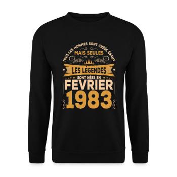 Les Légendes Sont Nées En Février 1983 - Sweat-shirt Unisexe - noir - Devant - Alina (178cm) & Michal (187cm)
