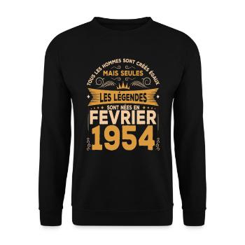 Les Légendes Sont Nées En Février 1924 - Sweat-shirt Unisexe - noir - Devant - Alina (178cm) & Michal (187cm)