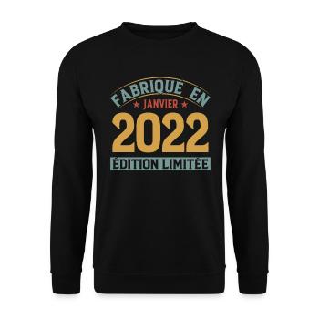 Fabriqué En Janvier 2022 Édition Limitée - Sweat-shirt Unisexe - noir - Devant - Alina (178cm) & Michal (187cm)
