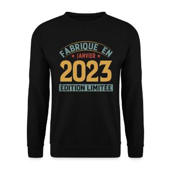 Fabriqué En Janvier 2023 Édition Limitée - Sweat-shirt Unisexe - noir - Devant - Alina (178cm) & Michal (187cm)