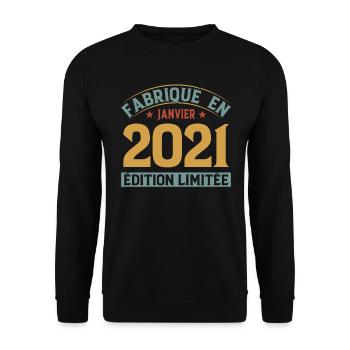 Fabriqué En Janvier 2021 Édition Limitée - Sweat-shirt Unisexe - noir - Devant - Alina (178cm) & Michal (187cm)