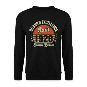 Août 1928 95 Ans Anniversaire Vintage Cadeau - Sweat-shirt Unisexe - noir - Devant - Alina (178cm) & Michal (187cm)