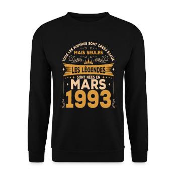 Les Légendes Sont Nées En Mars 1993 - Sweat-shirt Unisexe - noir - Devant - Alina (178cm) & Michal (187cm)