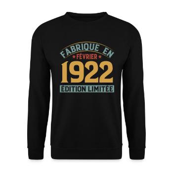 Fabriqué En Février 1922 Édition Limitée - Sweat-shirt Unisexe - noir - Devant - Alina (178cm) & Michal (187cm)
