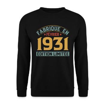 Fabriqué En Février 1931 Édition Limitée - Sweat-shirt Unisexe - noir - Devant - Alina (178cm) & Michal (187cm)