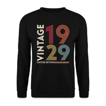 BAUJAHR 1929 - Unisex Pullover - Schwarz - Vorne - Alina (178cm) & Michal (187cm)