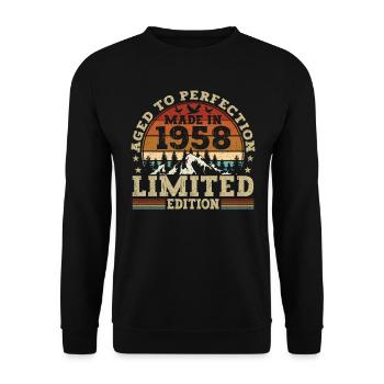 Collection Anniversaire Vintage 1958 - Sweat-shirt Unisexe - noir - Devant - Alina (178cm) & Michal (187cm)
