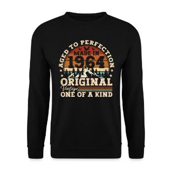 Born 1964 Vintage Birthday Retro Gift - Unisex Sweatshirt - black - Front - Alina (178cm) & Michal (187cm)