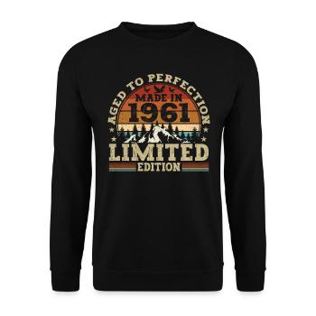 Cadeau d’anniversaire rétro de l’année 1961 - Sweat-shirt Unisexe - noir - Devant - Alina (178cm) & Michal (187cm)