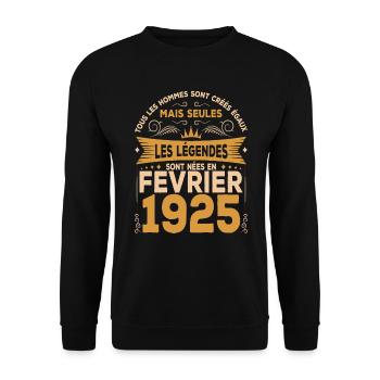 Les Légendes Sont Nées En Février 1925 - Sweat-shirt Unisexe - noir - Devant - Alina (178cm) & Michal (187cm)