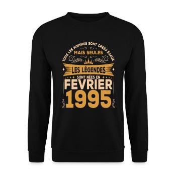 Les Légendes Sont Nées En Février 1995 - Sweat-shirt Unisexe - noir - Devant - Alina (178cm) & Michal (187cm)
