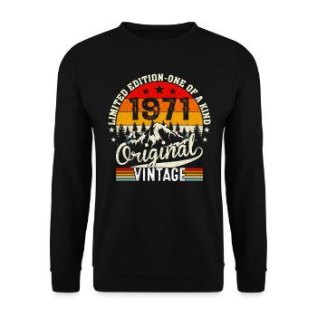 1971 Originaler Jahrgang - Unisex Pullover - Schwarz - Vorne - Alina (178cm) & Michal (187cm)