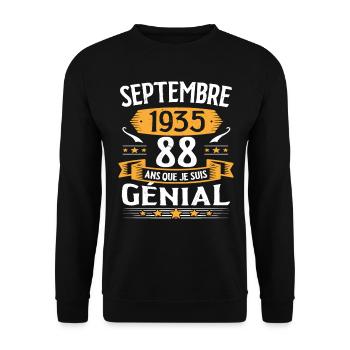 Septembre 1935 88 Ans Que Je Suis Génial Cadeau - Sweat-shirt Unisexe - noir - Devant - Alina (178cm) & Michal (187cm)