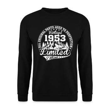 Born 1953 All original pieces Retro gift - Unisex Sweatshirt - black - Front - Alina (178cm) & Michal (187cm)