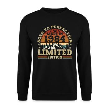 Retro birthday present from the vintage 1984 - Unisex Sweatshirt - black - Front - Alina (178cm) & Michal (187cm)