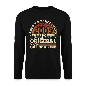 Geboren 2009 Vintage Geburtstag Retro Geschenk - Sweat-shirt Unisexe - noir - Devant - Alina (178cm) & Michal (187cm)