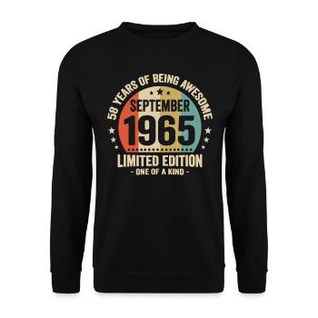 September 1965 58 Years Anniversary Vintage Gift - Unisex Sweatshirt - black - Front - Alina (178cm) & Michal (187cm)