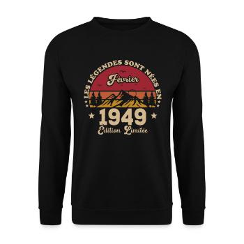 Les Légendes Sont Nées En Février 1949 - Sweat-shirt Unisexe - noir - Devant - Alina (178cm) & Michal (187cm)