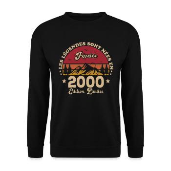 Les Légendes Sont Nées En Février 2000 - Sweat-shirt Unisexe - noir - Devant - Alina (178cm) & Michal (187cm)