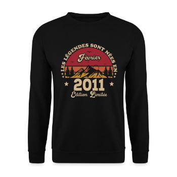 Les Légendes Sont Nées En Février 2011 - Sweat-shirt Unisexe - noir - Devant - Alina (178cm) & Michal (187cm)