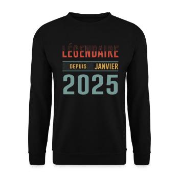 Légendaire Depuis Janvier 2025 Anniversaire - Sweat-shirt Unisexe - noir - Devant - Alina (178cm) & Michal (187cm)