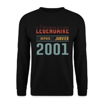 Légendaire Depuis Janvier 2001 Anniversaire - Sweat-shirt Unisexe - noir - Devant - Alina (178cm) & Michal (187cm)