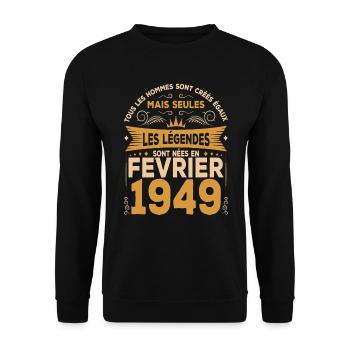 Les Légendes Sont Nées En Février 1949 - Sweat-shirt Unisexe - noir - Devant - Alina (178cm) & Michal (187cm)