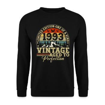 1993 Vintage Bis Zur Perfektion Gereift - Unisex Pullover - Schwarz - Vorne - Alina (178cm) & Michal (187cm)