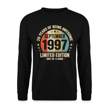 September 1997 26 Years Anniversary Vintage Gift - Unisex Sweatshirt - black - Front - Alina (178cm) & Michal (187cm)