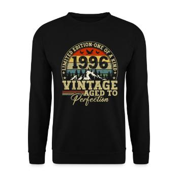 1996 Vintage Bis Zur Perfektion Gereift - Unisex Pullover - Schwarz - Vorne - Alina (178cm) & Michal (187cm)