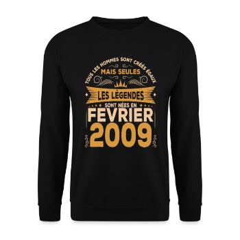 Les Légendes Sont Nées En Février 2009 - Sweat-shirt Unisexe - noir - Devant - Alina (178cm) & Michal (187cm)