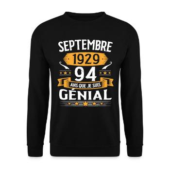 Septembre 1929 94 Ans Que Je Suis Génial Cadeau - Sweat-shirt Unisexe - noir - Devant - Alina (178cm) & Michal (187cm)