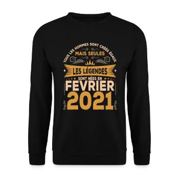 Les Légendes Sont Nées En Février 2021 - Sweat-shirt Unisexe - noir - Devant - Alina (178cm) & Michal (187cm)