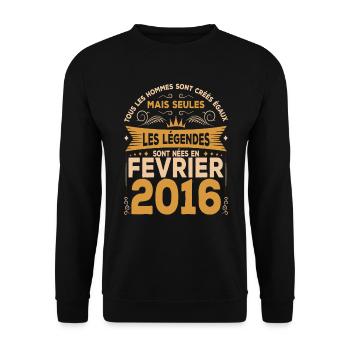 Les Légendes Sont Nées En Février 2016 - Sweat-shirt Unisexe - noir - Devant - Alina (178cm) & Michal (187cm)