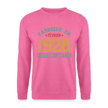 Fabriqué En Février 1928 Édition Limitée - Sweat-shirt Unisexe - rose - Devant