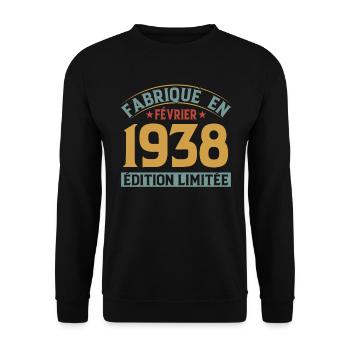 Fabriqué En Février 1938 Édition Limitée - Sweat-shirt Unisexe - noir - Devant - Alina (178cm) & Michal (187cm)