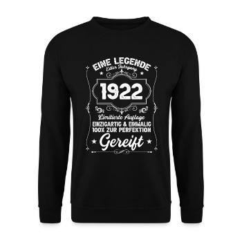 Legendär seit 1922 alle Originalteile - Unisex Pullover - Schwarz - Vorne - Alina (178cm) & Michal (187cm)