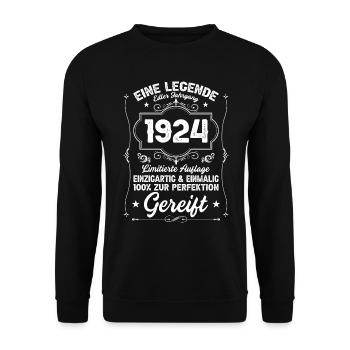 Fantastisch seit 1924 - Jahrgang 1924 - Unisex Pullover - Schwarz - Vorne - Alina (178cm) & Michal (187cm)