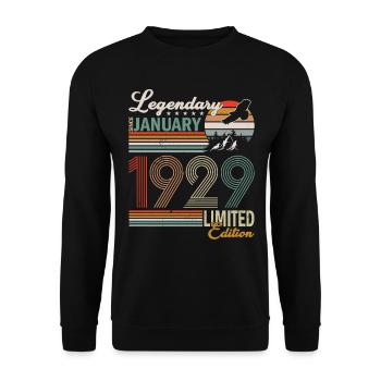 LEGENDS ARE BORN IN JANUARY 1929 - Unisex Sweatshirt - black - Front - Alina (178cm) & Michal (187cm)