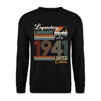 Birthday present born in January 1941 - Unisex Sweatshirt - black - Front - Alina (178cm) & Michal (187cm)