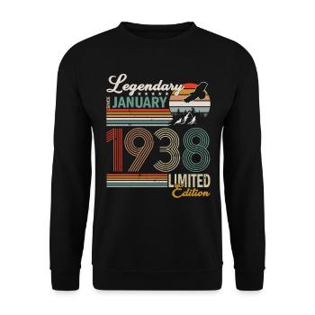 Janvier 1938 Anniversaire homme - Sweat-shirt Unisexe - noir - Devant - Alina (178cm) & Michal (187cm)