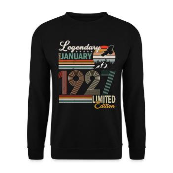 LEGENDS ARE BORN IN JANUARY 1927 - Unisex Sweatshirt - black - Front - Alina (178cm) & Michal (187cm)