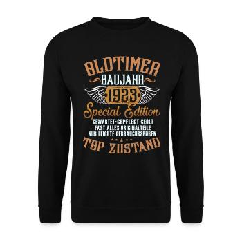 Oldtimer Baujahr 1923 - Unisex Pullover - Schwarz - Vorne - Alina (178cm) & Michal (187cm)