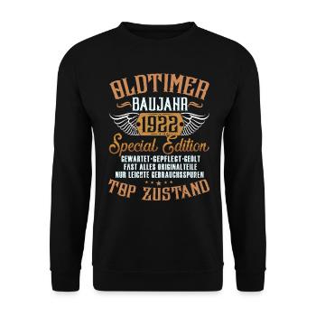 Oldtimer Baujahr 1922 - Unisex Pullover - Schwarz - Vorne - Alina (178cm) & Michal (187cm)