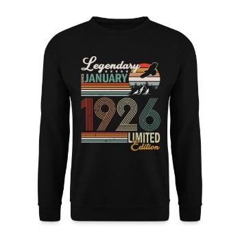 LEGENDS ARE BORN IN JANUARY 1926 - Unisex Sweatshirt - black - Front - Alina (178cm) & Michal (187cm)