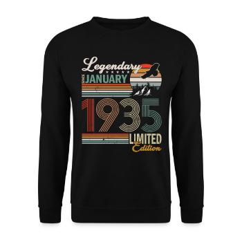 Januar 1935 Geburtstag Mann - Unisex Pullover - Schwarz - Vorne - Alina (178cm) & Michal (187cm)